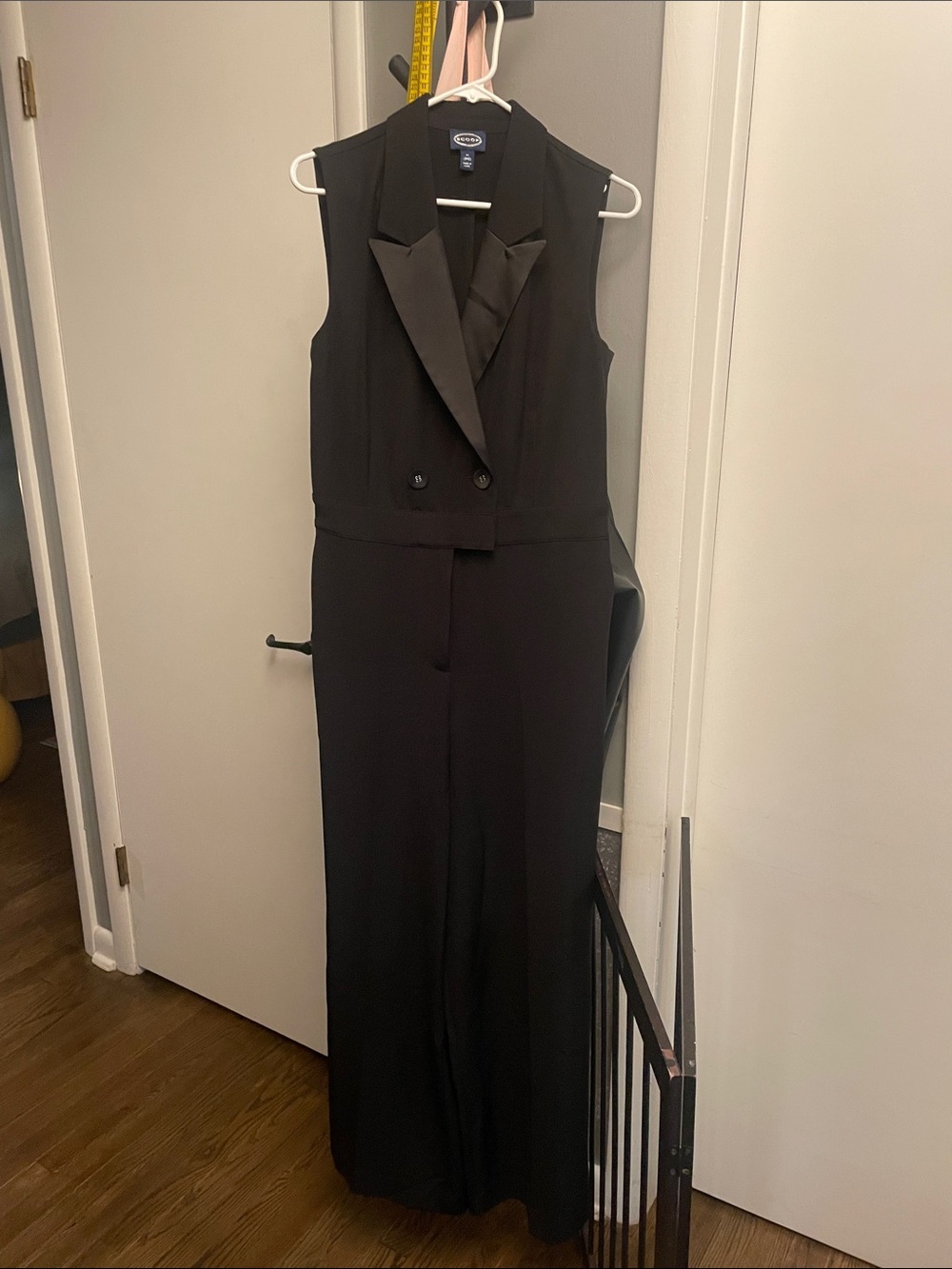 Scoop  Black Double-Breasted Sleeveless Jumpsuit